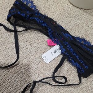 La SENZA Black and Blue Lace Garter Belt